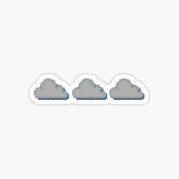 Retro Pixel Grumpy Cloud Weather Icon Design Sticker