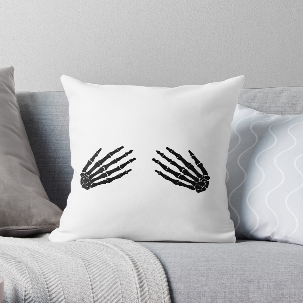 BlackAnatomical Hands Cupping Boobs Throw Pillow for Sale by