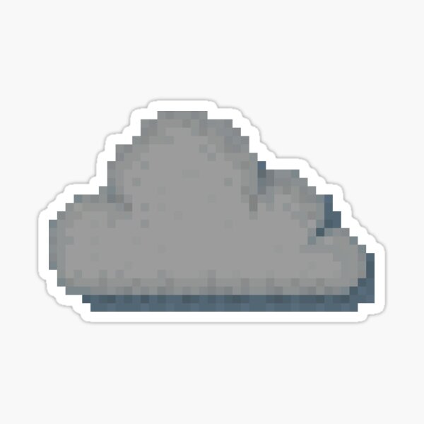 Retro Pixel Art Gloomy Cloud Design Sticker