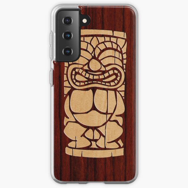 Tiki Ailani Faux Koa Wood Hawaiian Surfboard Samsung Galaxy Soft Case