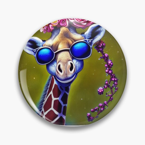 Item preview, African Giraffe, Cool Giraffe with sunglasses and Flower mane designed and sold by Huesoffun.