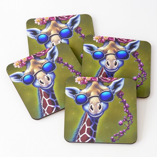 Item preview, African Giraffe, Cool Giraffe with sunglasses and Flower mane designed and sold by Huesoffun.