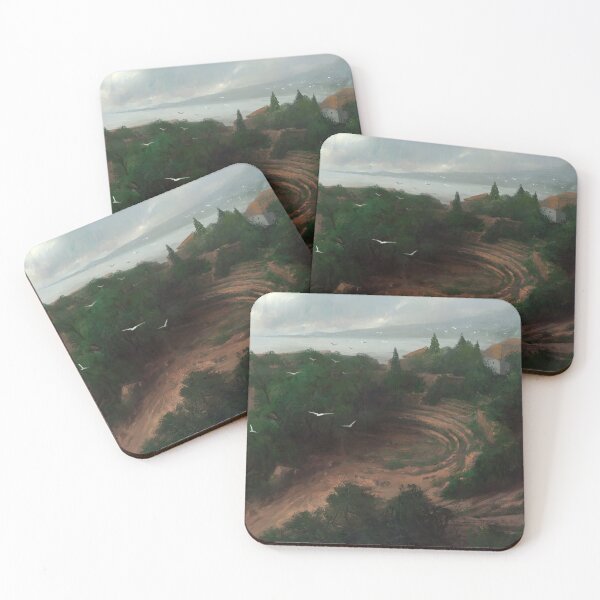 Item preview, a view of a village with an ocean view designed and sold by kimbongjune.