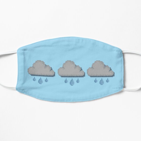 Retro Pixel Grumpy Rain Cloud Weather Icon Design Flat Mask