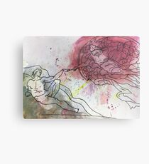 Watercolor- The Creation of Adam Metal Print