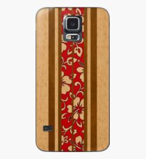 Funda/vinilo para Samsung Galaxy Pupukea Hawaiian Faux Koa madera tabla de surf con rojo Hibiscus Pareau