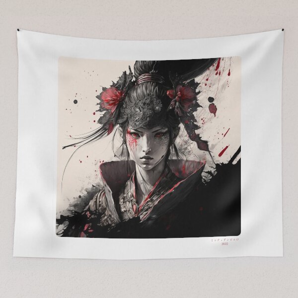 Item preview, Portrait in Ink Splash of Samurai Woman - 03 designed and sold by Mitch-Angelo.