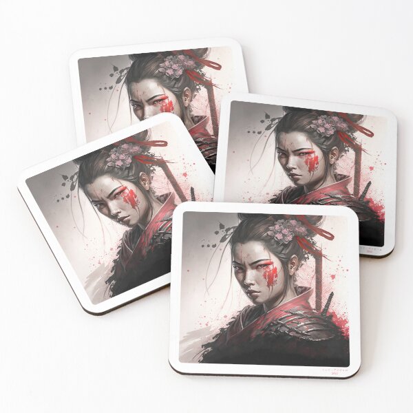 Item preview, Portrait in Ink Splash of Samurai Woman - 07 designed and sold by Mitch-Angelo.