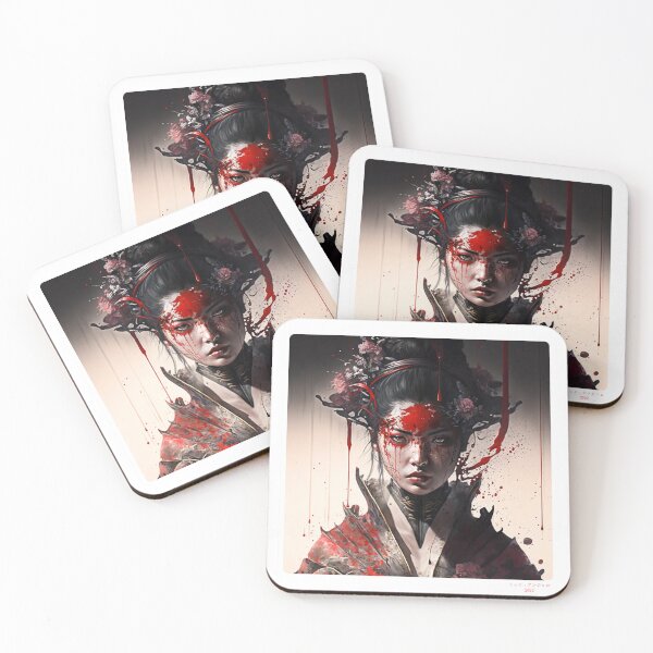 Item preview, Portrait in Ink Splash of Samurai Woman - 08 designed and sold by Mitch-Angelo.