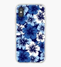 Epic Hibiscus Hawaiian Floral Aloha Shirt Print - Blue iPhone Case