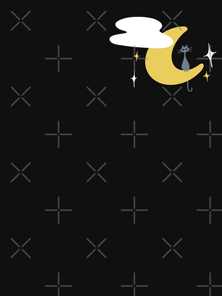 Thumbnail 7 of 7, Classic T-Shirt, Cat Moon and Stars designed and sold by The-Cat-Theatre.