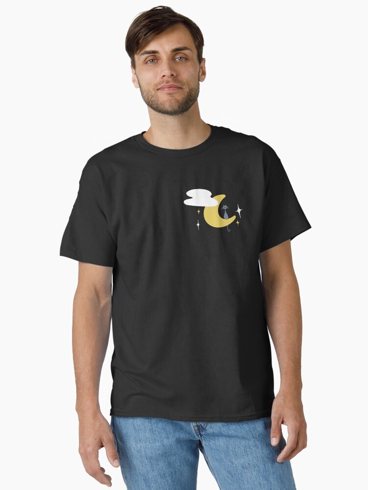 Thumbnail 1 of 7, Classic T-Shirt, Cat Moon and Stars designed and sold by The-Cat-Theatre.