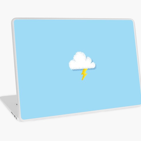 Retro Pixel Lightning Cloud Weather Icon Design Laptop Skin