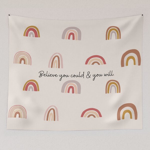 Item preview, "Believe you could & you will" Quote Rainbow Pattern designed and sold by Shery's Studio.