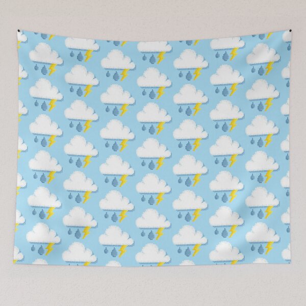 Item preview, Retro Pixel Lightning Rain Storm Weather Icon Design designed and sold by 8BitTrip.