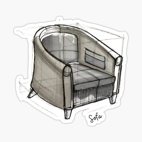 Artikel-Vorschau von Originalproduktdesign-Sofaskizze, designt und verkauft von NoManDesign.
