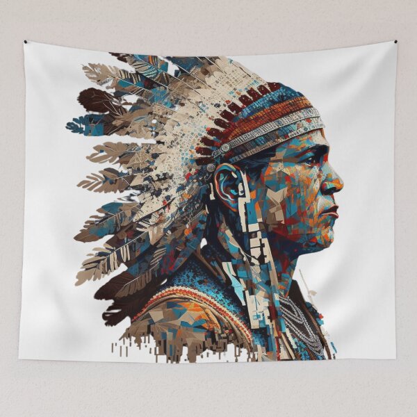 Item preview, Native American mosaic portrait designed and sold by Mirochan80.