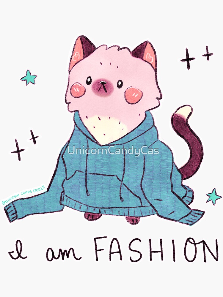 "I Am Fashion Cute Silly Sweater Kitty Meme" Sticker for Sale by