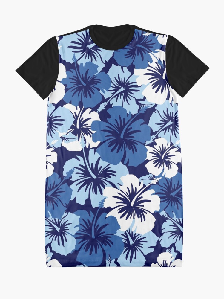 Epic Hibiscus Hawaiian Floral Aloha Shirt Print - Blue | Tapestry
