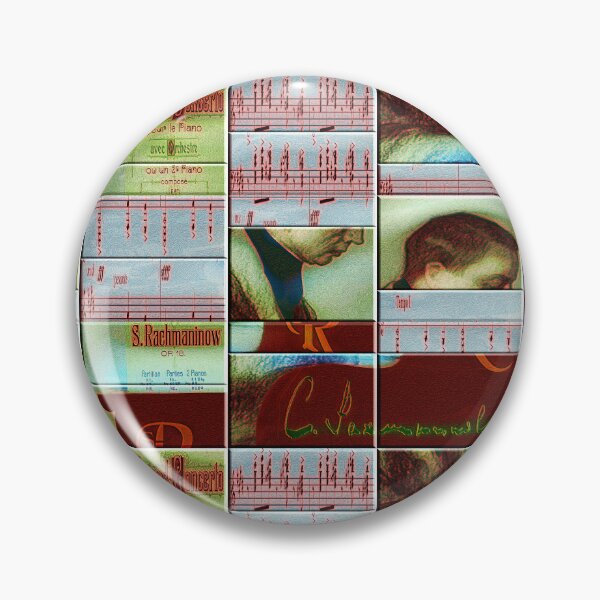 Item preview,  AMAZING PAINTING ABSTRACT PORTRAIT OF SERGEI RACHMANINOFF PIANIST MUSICIAN COMPOSER - CLASSICAL MUSIC SCORE - PATCHWORK SIGNATURE designed and sold by Ralek.