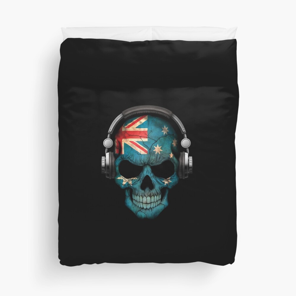 Discover Dj Skull with Australian Flag Duvet Cover