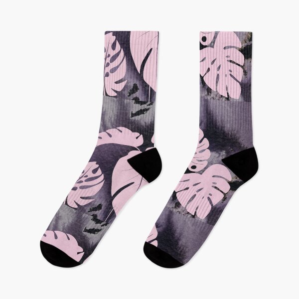 Item preview, Monstera Dusty Soft Vintage Pink Purple Watercolor Exotic Leaves Foliage Pattern   designed and sold by Irina Sztukowski.