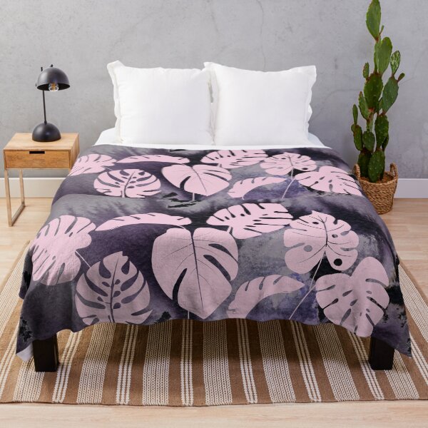 Item preview, Monstera Dusty Soft Vintage Pink Purple Watercolor Exotic Leaves Foliage Pattern designed and sold by Irina Sztukowski.
