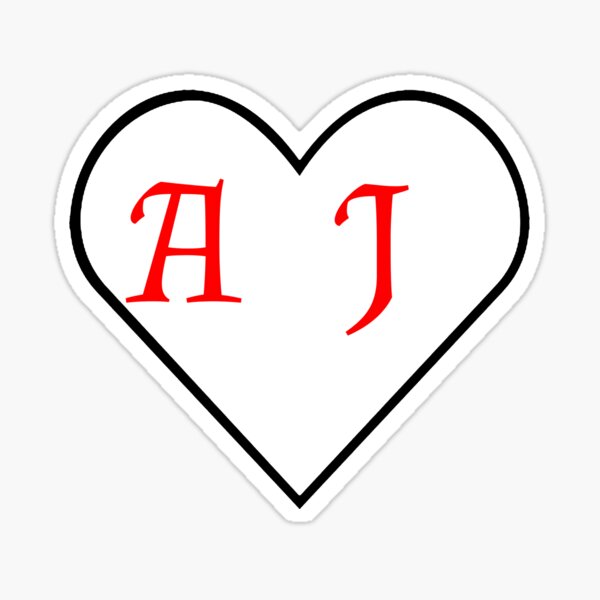 A + J Heart Sticker