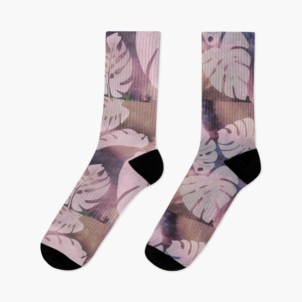 Item preview, Monstera Soft Dusty Vintage Pink Brown Purple Watercolor Exotic Leaves Foliage Pattern   designed and sold by Irina Sztukowski.