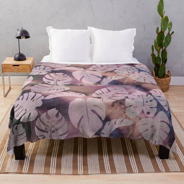 Item preview, Monstera Soft Dusty Vintage Pink Brown Purple Watercolor Exotic Leaves Foliage Pattern designed and sold by Irina Sztukowski.