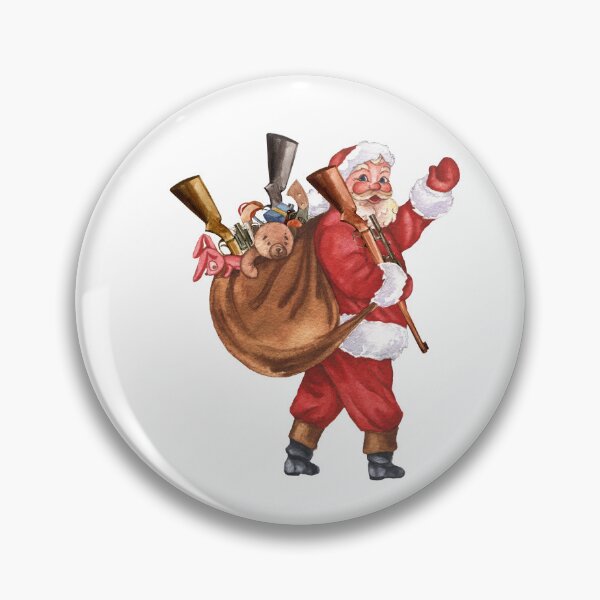 Item preview, Christmas Santa with Guns Shooting Watercolor  designed and sold by ColorFlowArt.