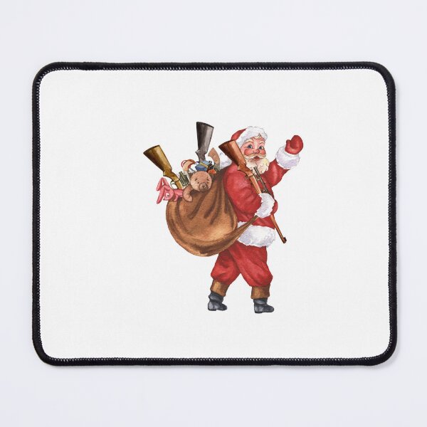 Item preview, Christmas Santa with Guns Shooting Watercolor  designed and sold by ColorFlowArt.