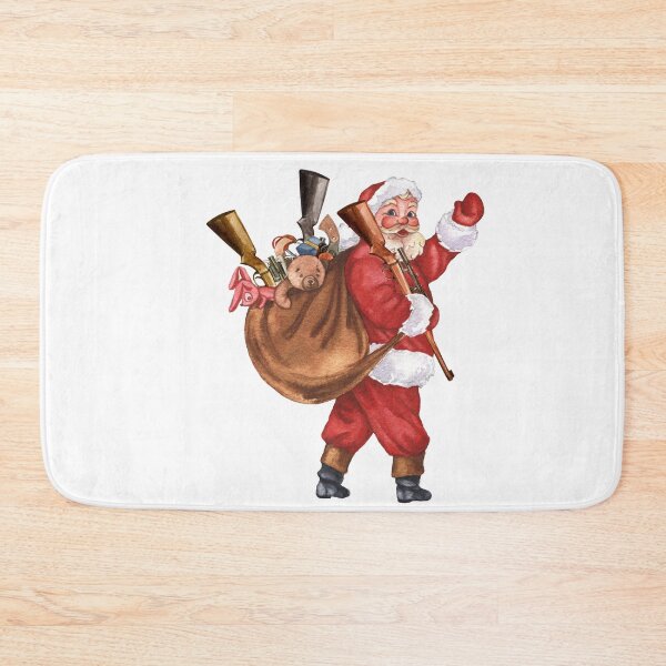 Item preview, Christmas Santa with Guns Shooting Watercolor  designed and sold by ColorFlowArt.