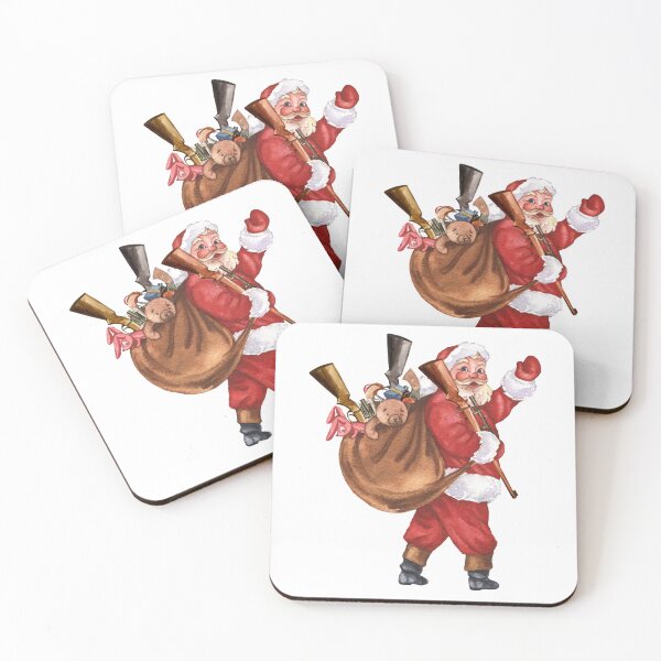 Item preview, Christmas Santa with Guns Shooting Watercolor  designed and sold by ColorFlowArt.