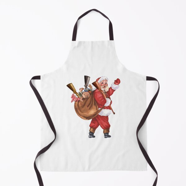 Item preview, Christmas Santa with Guns Shooting Watercolor  designed and sold by ColorFlowArt.