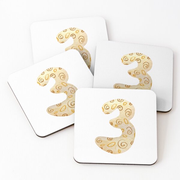 Item preview, Number three figure beige textured a watercolor  designed and sold by Yana Mustafina | Boho Soulful Designs.