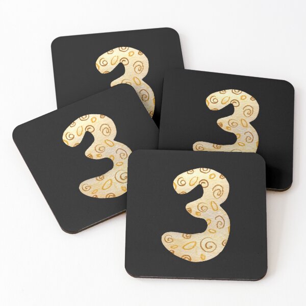 Item preview, Number three figure beige textured a watercolor black designed and sold by Yana Mustafina | Boho Soulful Designs.
