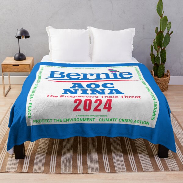 Item preview, PMD00130 Progressive Movement Designs Bernie AOC NiNA 2024 Red White Blue design on white for Bernie Sanders progressives designed and sold by ProgressiveLeft.