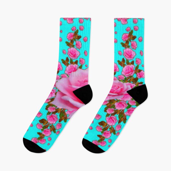 Item preview, BLUE COLOR GARDEN PINK ROSES PATTERN ART designed and sold by sharlesart.