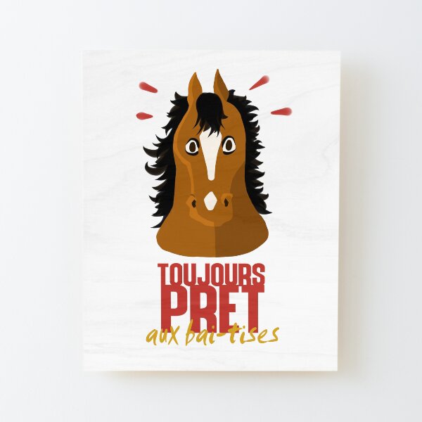Cheval bai tises Impression montée sur bois