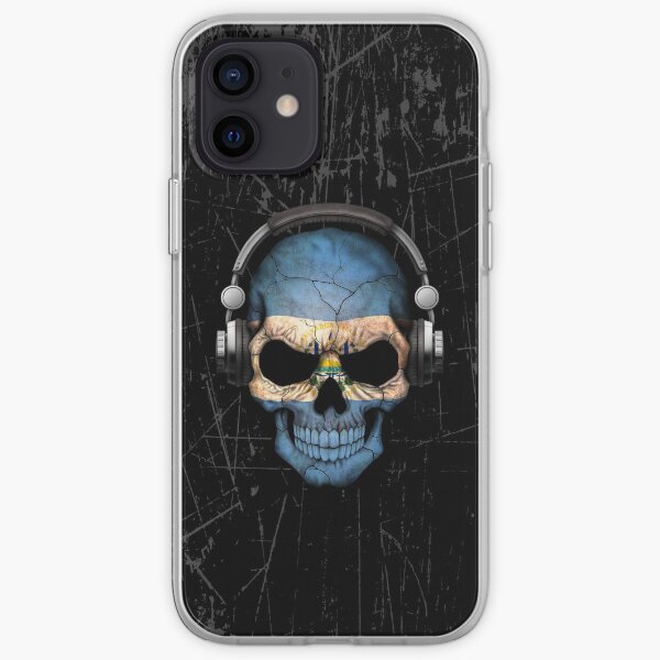 Dj Skull con bandera de El Salvador Funda blanda para iPhone