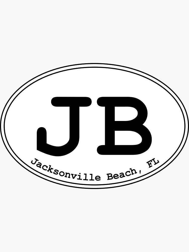 "JB Jacksonville Beach Florida Oval Design" Sticker for Sale by