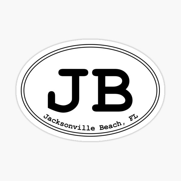 "JB Jacksonville Beach Florida Oval Design" Sticker for Sale by