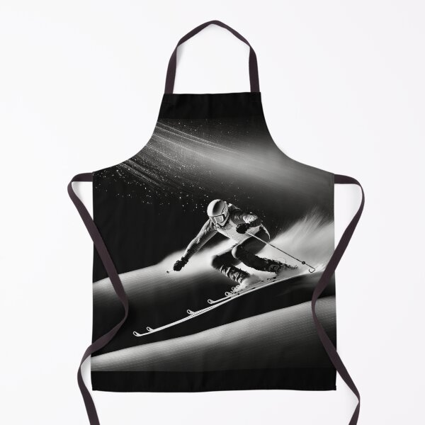Item preview, Downhill Skiing sliding down, isolated on a black background, photorealistic designed and sold by MotivStyle.