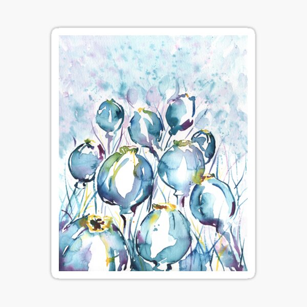 Item preview, Poppy heads field in purple and green designed and sold by AniaMalt.