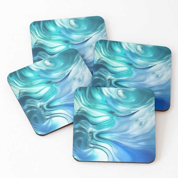 Item preview, Cool Blue Iridescent Jewel Toned Organic Fluid Abstract Waves designed and sold by CattlettArt.