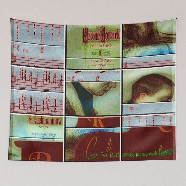 Item preview, AMAZING PAINTING ABSTRACT PORTRAIT OF SERGEI RACHMANINOFF PIANIST MUSICIAN COMPOSER - CLASSICAL MUSIC SCORE - PATCHWORK SIGNATURE designed and sold by Ralek.