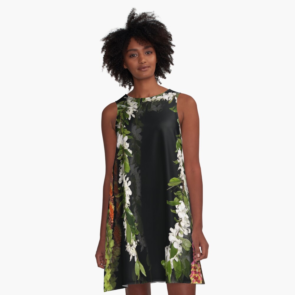 Vintage Hawaiian Lei Collection A-Line Dress