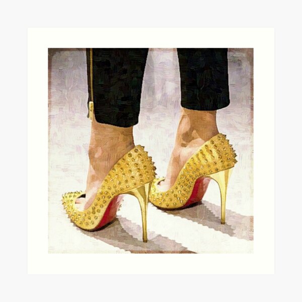 gold heels louboutin