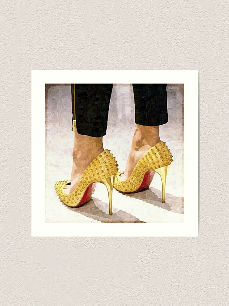 yellow red bottom heels